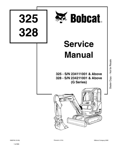 BOBCAT 325 COMPACT EXCAVATOR Service Repair Manual 